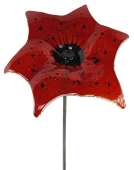 Zauberhafter Gartenstecker Glasblume rot ca. 120 cm - Gartendekoration